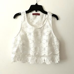 White Sleeveless Crop Top